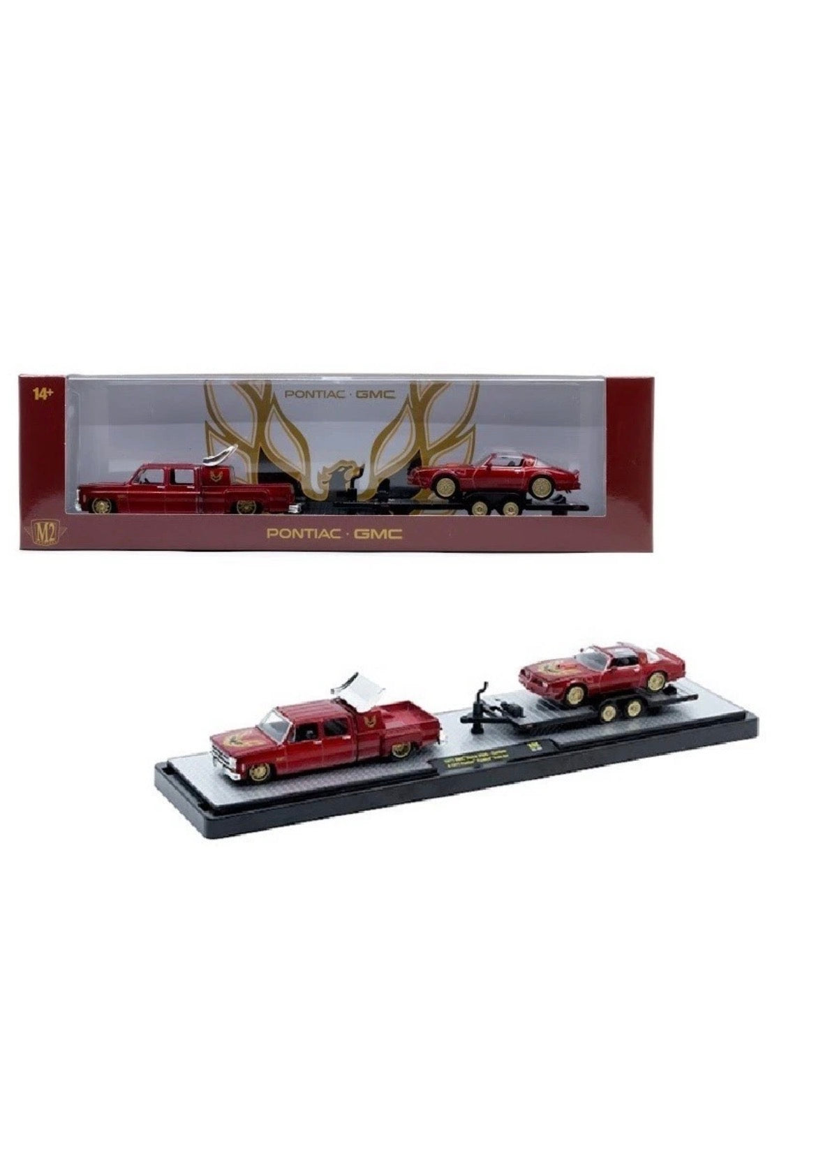M2 Machines 1:64 Auto-Haulers Release 96 - 1977 GMC Sierra 3500 – Custom & 1977 Pontiac Firebird Trans Am
