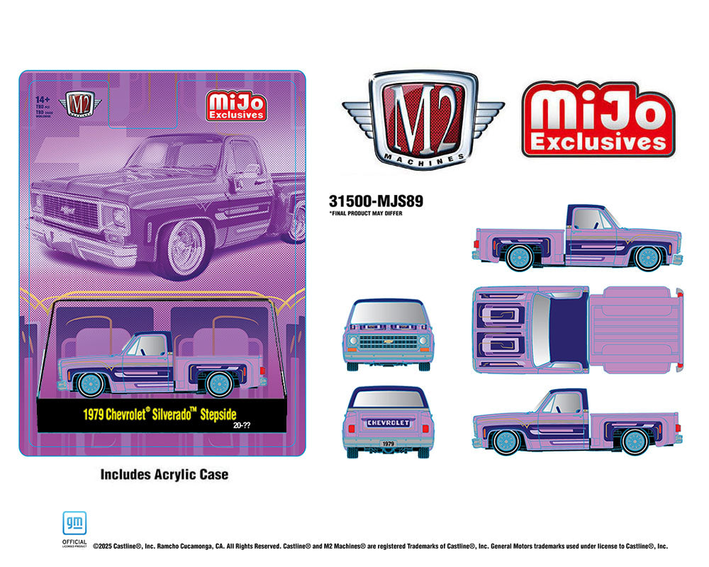 M2 Machines 1:64 1978 Chevrolet Silverado Stepside Lowriders – Purple – MiJo Exclusives Limited Edition