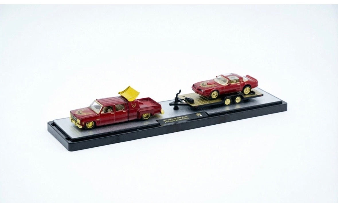 *CHASE PIECE* M2 Machines 1:64 Auto-Haulers Release 96 - 1977 GMC Sierra 3500 – Custom & 1977 Pontiac Firebird Trans Am