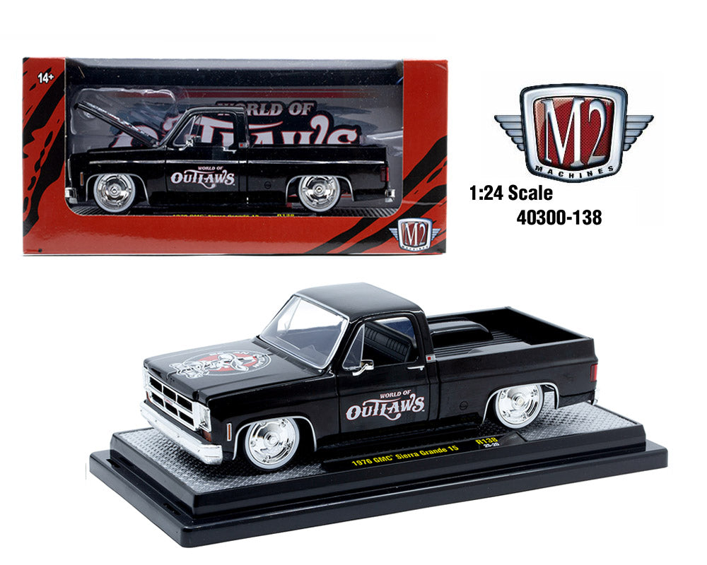 M2 Machines 1:24 1976 GMC Sierra Grande 15 Outlaws Custom – Black – Release 138B