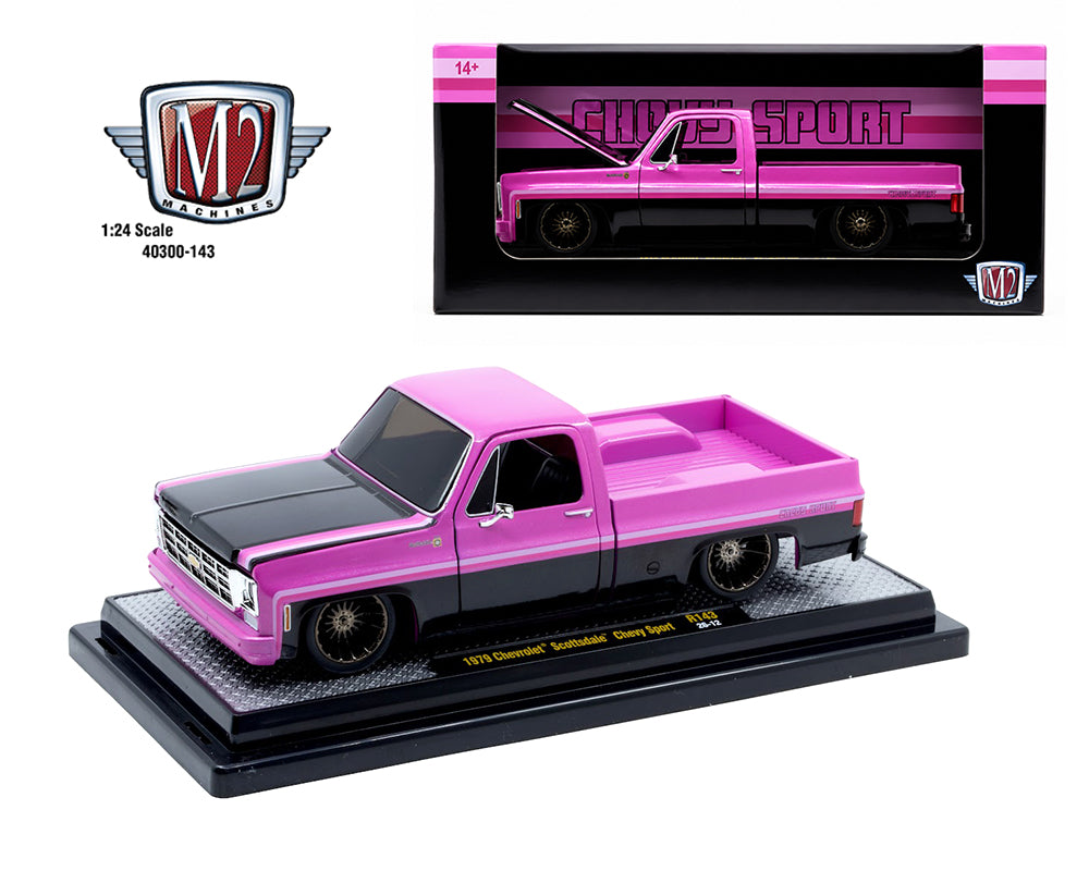 M2 Machines 1:24 1979 Chevrolet Scottdale Chevy Sport – Black Pink – Release 143B