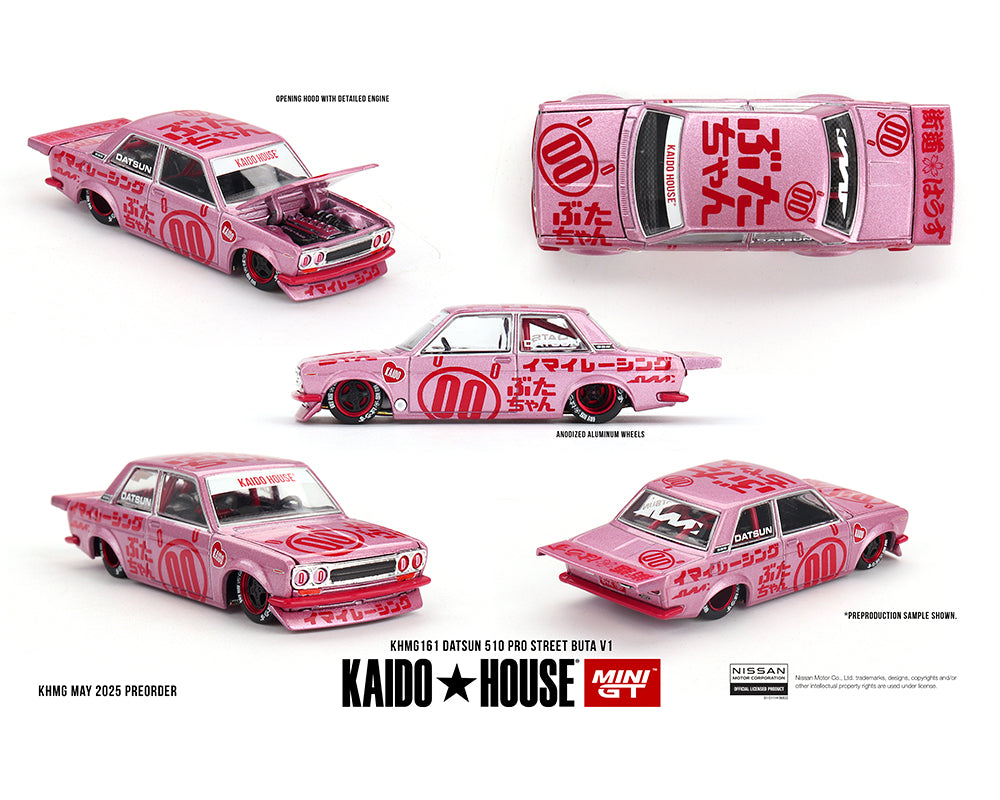 Kaido House x Mini GT 1:64 Datsun 510 Pro Street Buta V1 – Pink