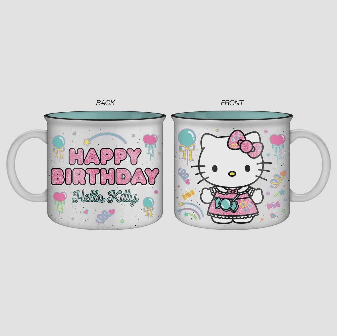 Hello Kitty Happy Birthday Glitter 20oz Ceramic Camper Mug