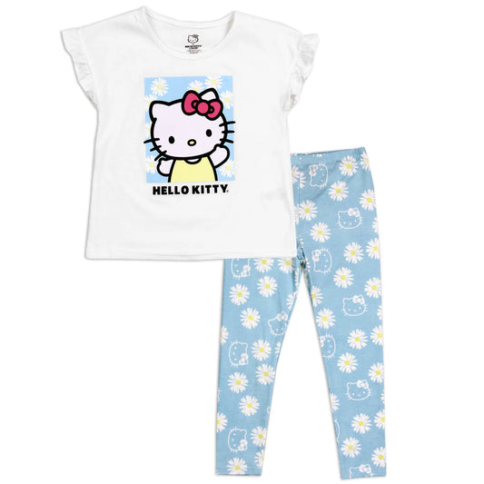 Hello Kitty 2PC Shirt and Leggings Set - White and Blue