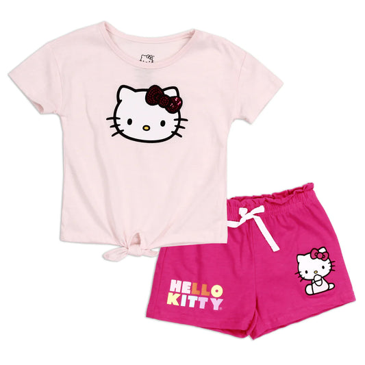 Hello Kitty 2PC Shirt and Short Set - Pink and Hot Pink