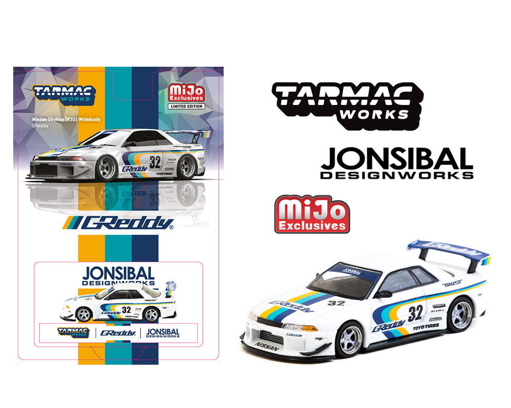 Tarmac Works 1:64 Nissan Skyline GT-R (R32) Widebody Jonsibal Designworks & Greddy Special Limited Edition -White – Mijo Exclusive